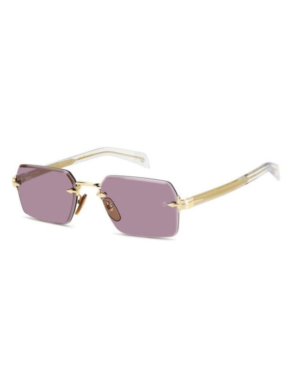 New David Beckham Men's Sunglasses Gold Square Red Lens Metal Frame DB 7109 S 56